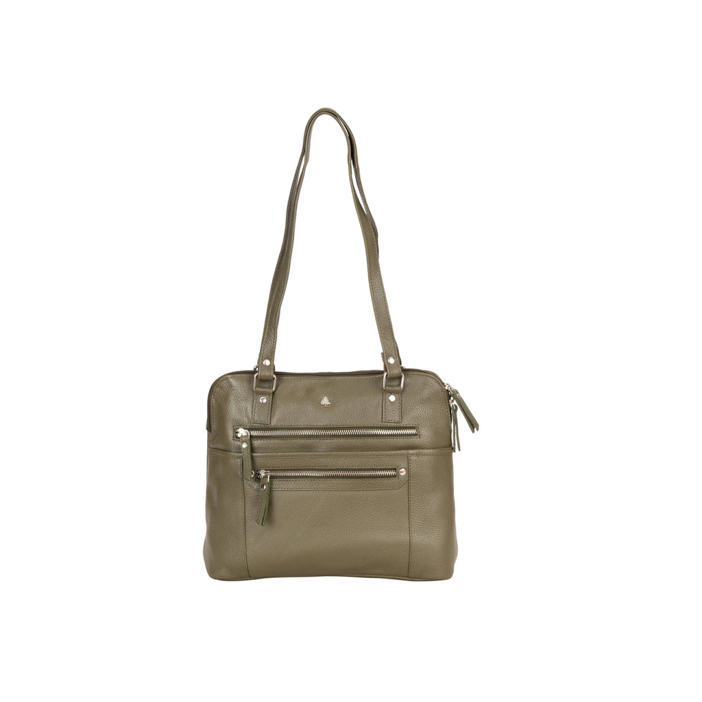 Arden Leather Tote – Olive Green Work & Travel Bag