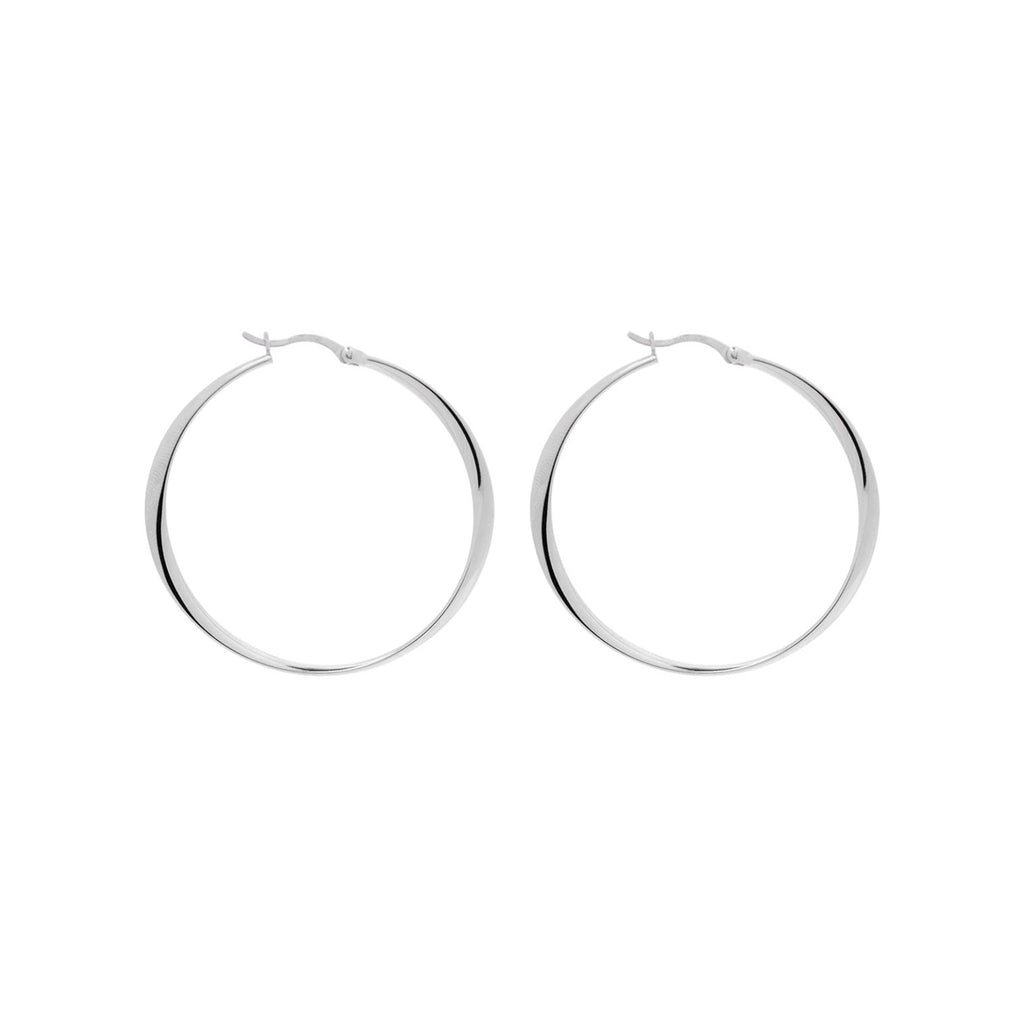 Najo - Ribbon Hoop Silver Earrings