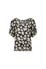 Vassalli - Thea - Printed V Neck Top with Floaty Sleeve