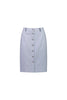 Vassalli - Blue Stripe - Knee Length Skirt with Contrast Buttons and Trim