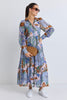 Flo & Frankie - Adair Khaki Floral Long Sleeve Tiered Shirt Style Maxi Dress