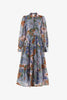 Flo & Frankie - Adair Khaki Floral Long Sleeve Tiered Shirt Style Maxi Dress