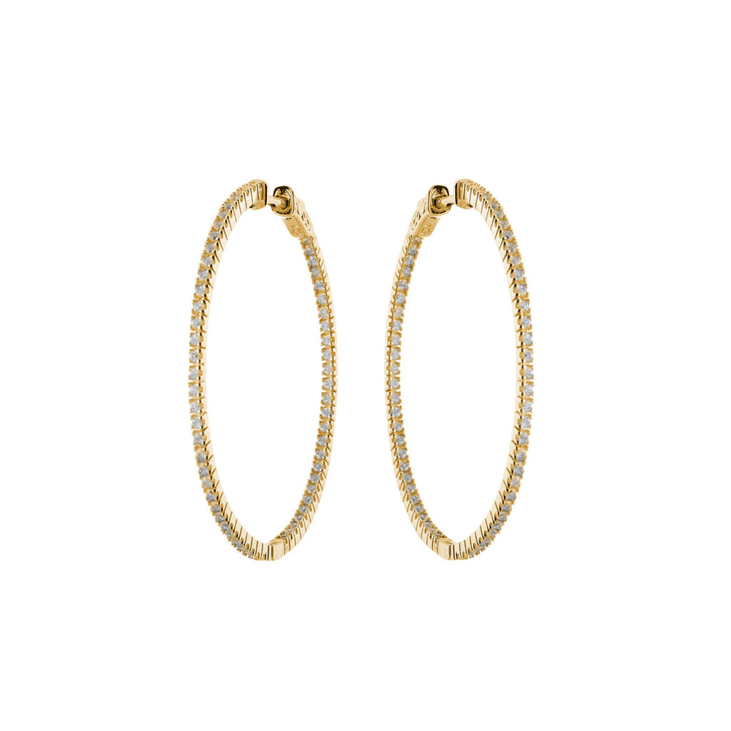 Sybella - Hoops CZ Yellow Gold Plate 40mm Earrings
