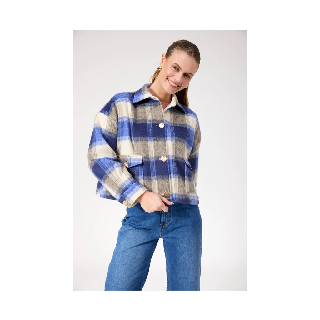 Haven -  Fargo Cropped Jacket - Blue