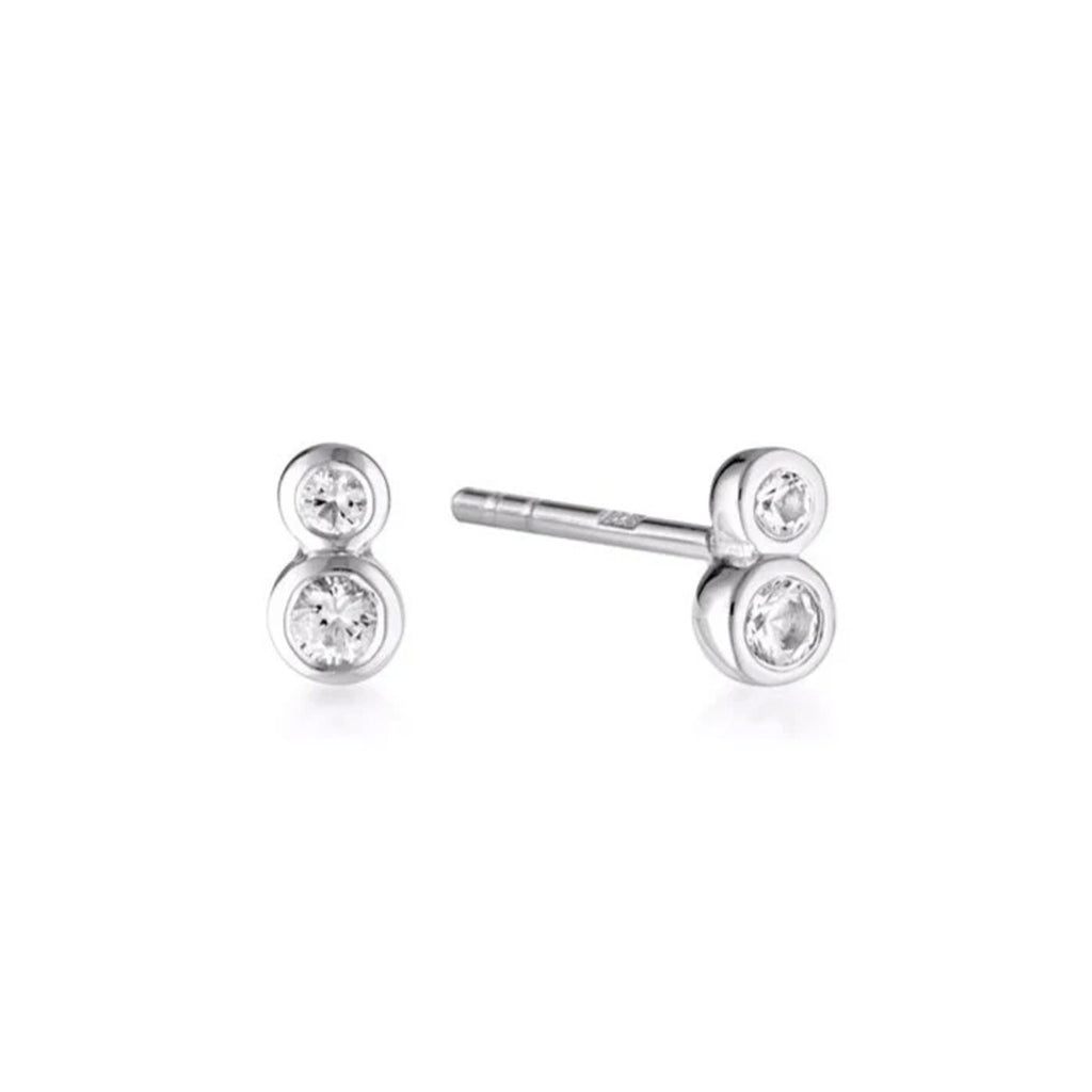 Linda Tahija - Earrings Duo Stud White Topaz Solid Silver