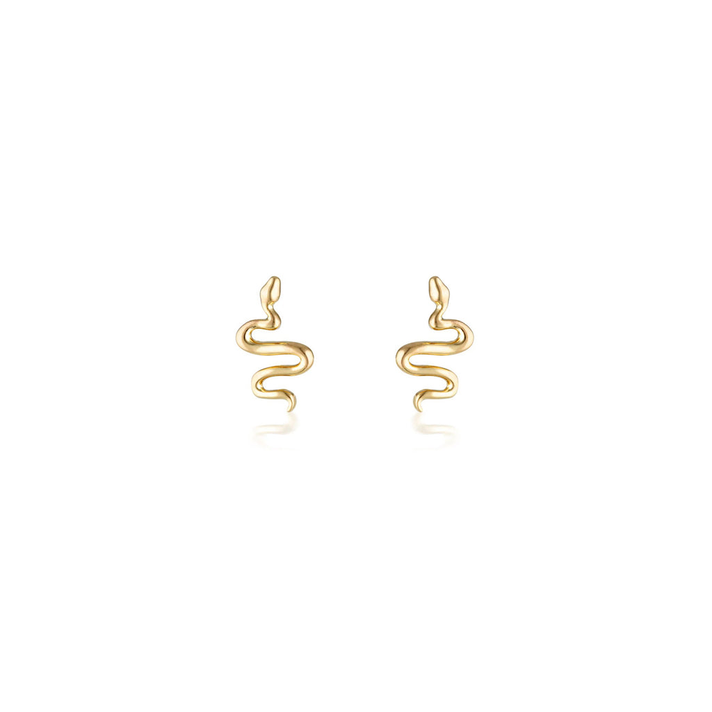 Linda Tahija - Earrings Stud Serpent Yellow Gold Plate