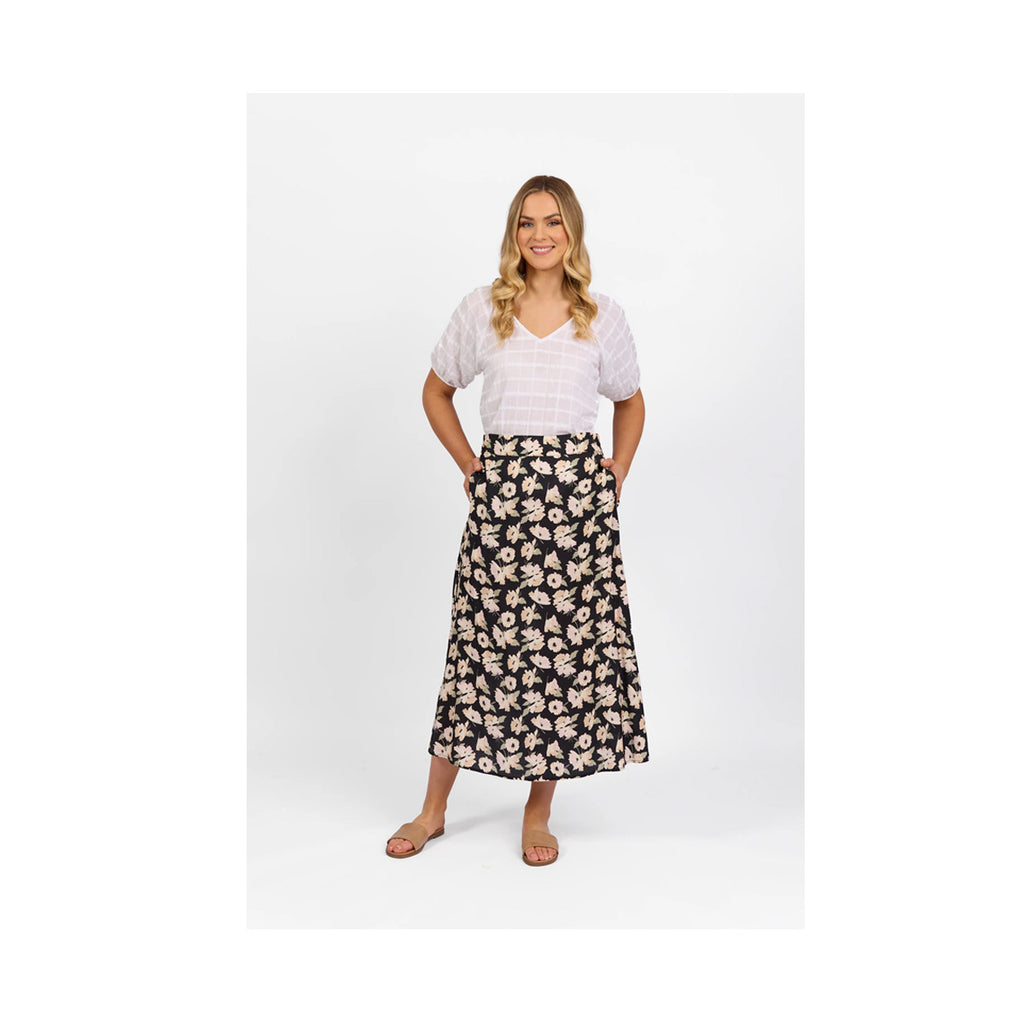 Vassalli - Thea - Pull On Long Skirt with Elastic Back Waistband