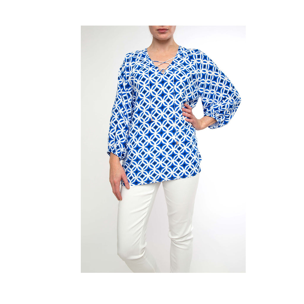 Ping Pong -  Lace Up Print top