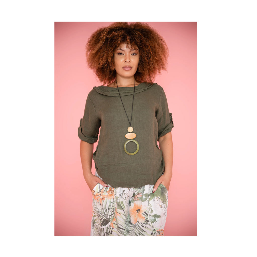 Donna Donna - Hepburn Cowl Top | Khaki