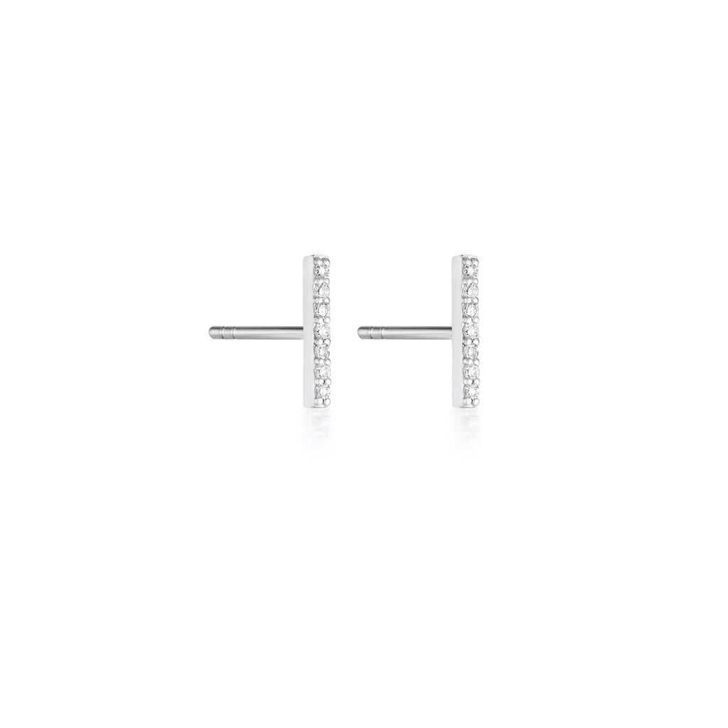 Linda Tahija - Double Diamond Bar White Gold Earrings