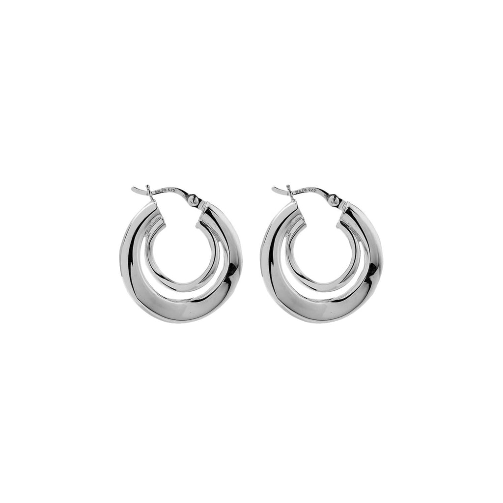 Najo -  Double Hoop Silver earrings