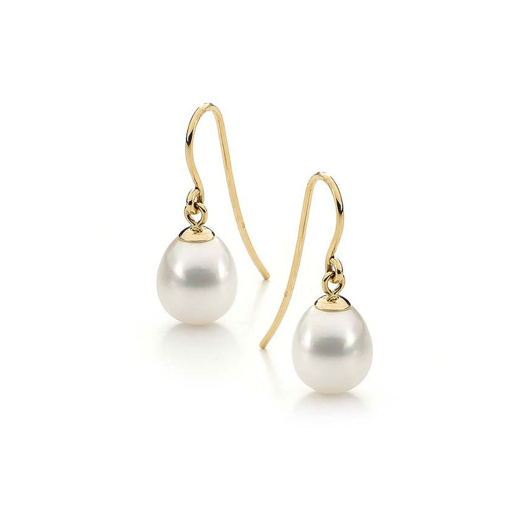 Ikechi - Fresh Water pearl 9 Yellw Gold HK 9-9.5 Earrings 