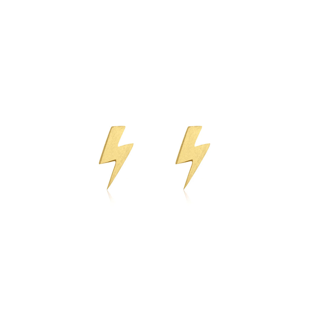 Linda Tahija -  Stud Lightning Bolt Gold Plate Earrings 