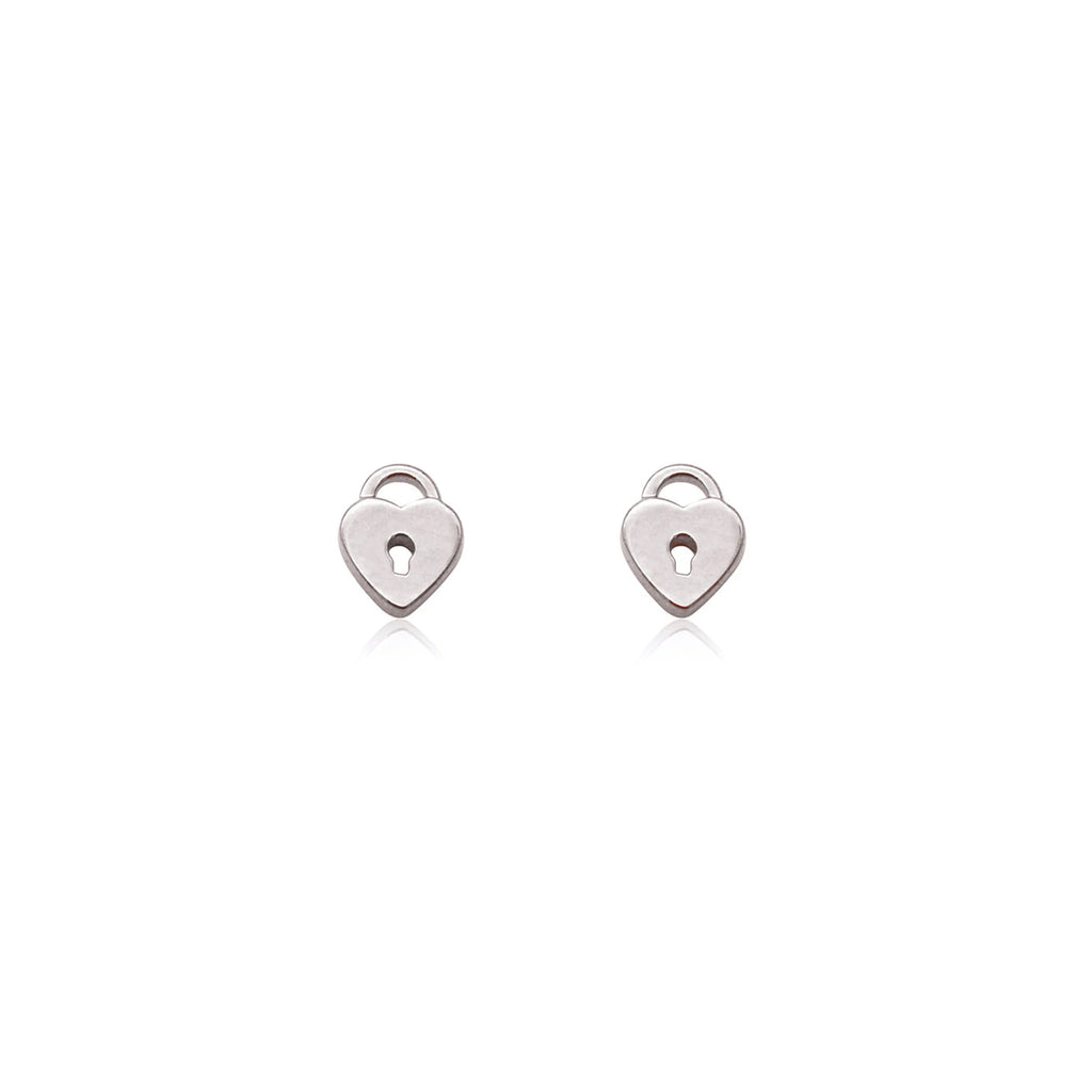 Linda Tahija - Stud Love Lock Silver Earrings