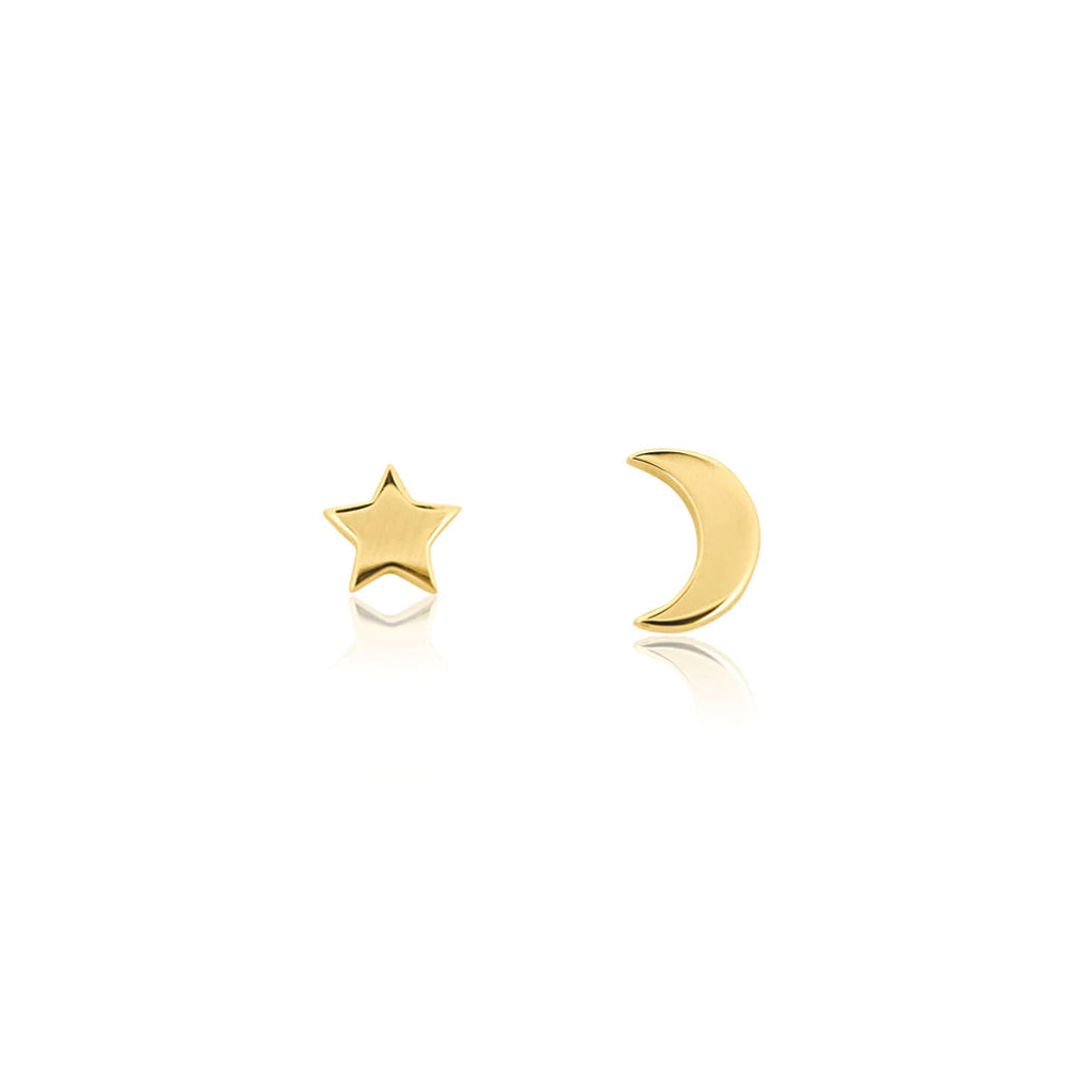 Linda Tahija - Stud Star Moon Gold Plate Earrings